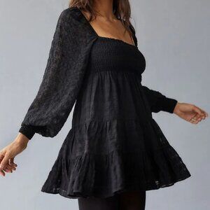 River Smocked Long Sleeve Mini Dress